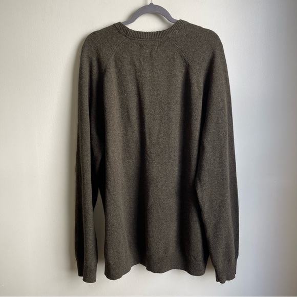 Magaschoni Men's Lambswool Sweater Olive Green Crew Neck Wool Warm 2XL  XXL T - Picture 4 of 6